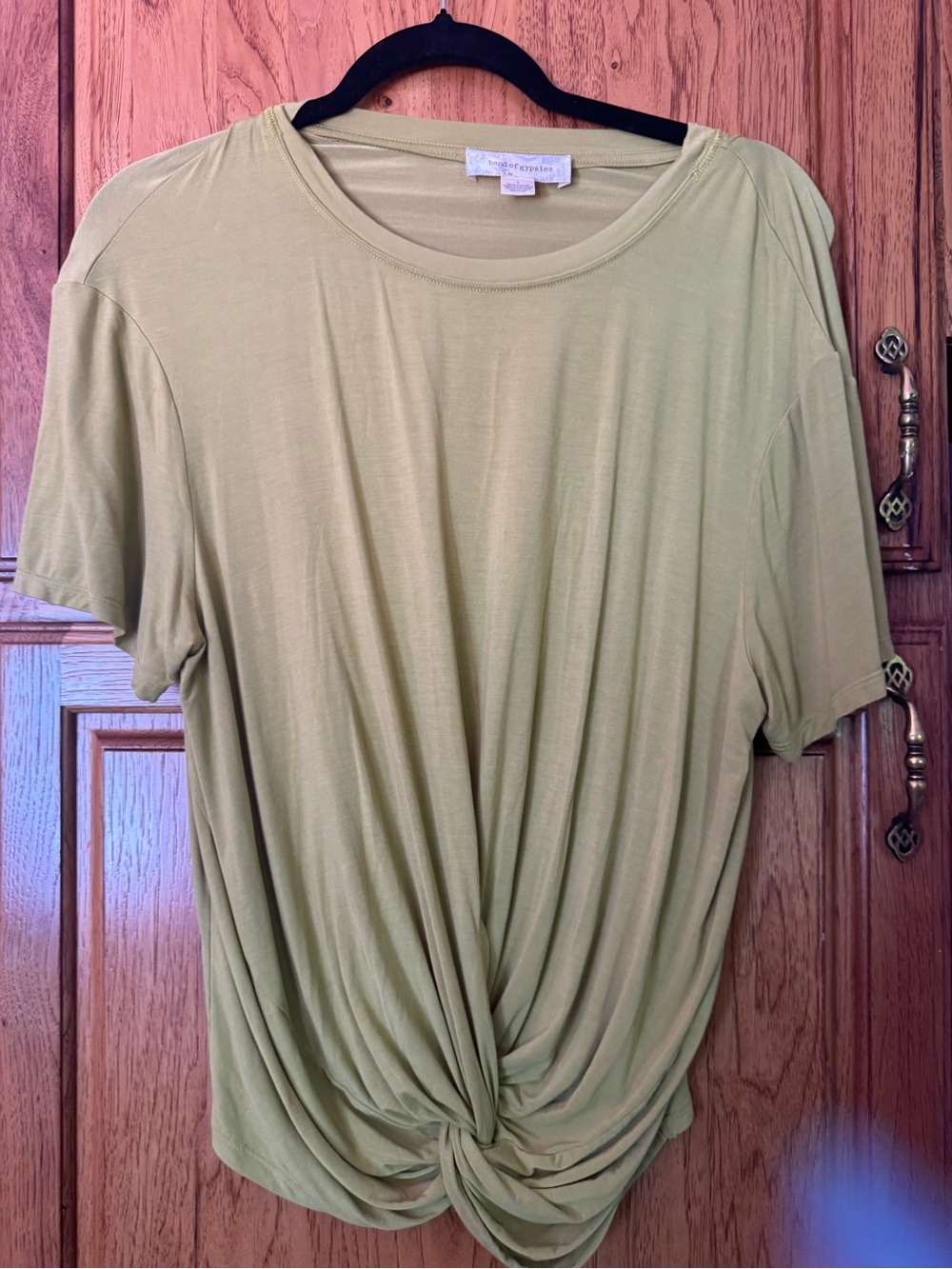 Band of Gypsies Olive Knot-Front Short Sleeve Tee